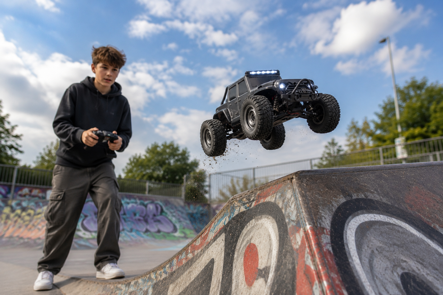 Voiture RC Tout-Terrain 50 KM/H avec Lumières LED - Buggy Télécommandé 2.4G pour Enfants et Garçons