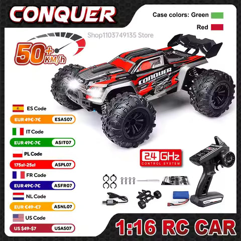 Voiture RC WLtoys 1:16 : Monster Truck 4WD Haute Vitesse 50 km/h pour Enfants