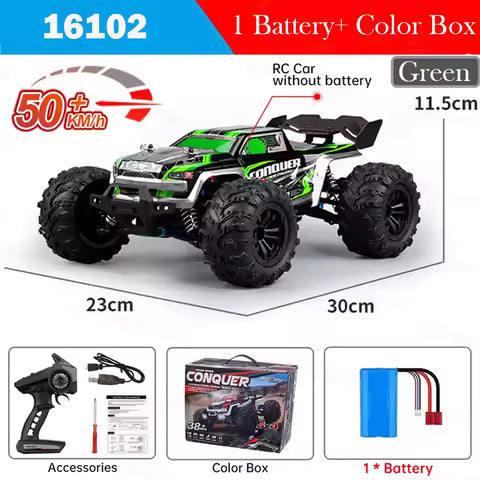 Voiture RC Haute Vitesse 4x4 Tout-Terrain avec LED - Modèle 16102