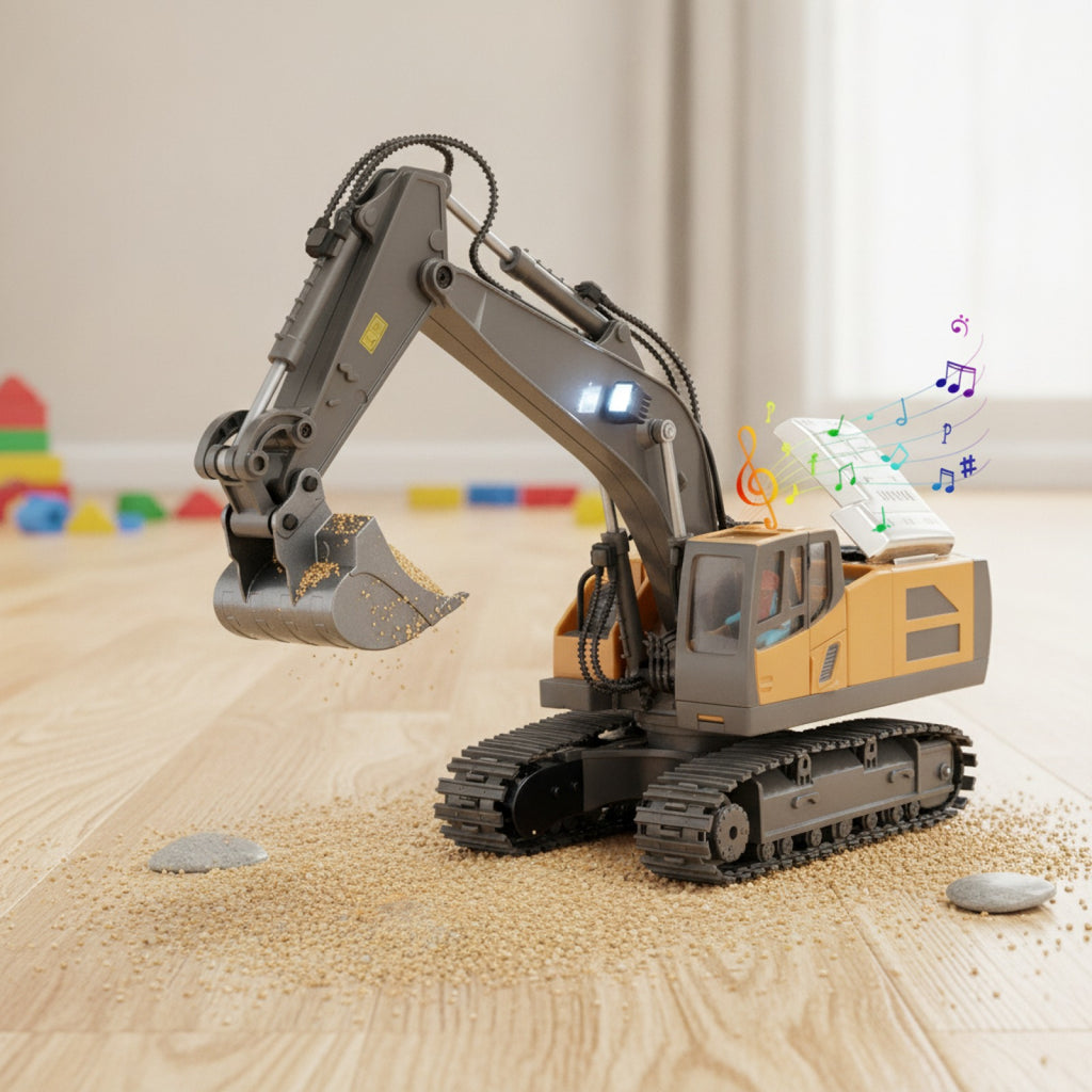 Pelle télécommandée RC 2.4G avec sons - Échelle 1:20, Véhicule de construction pour enfants