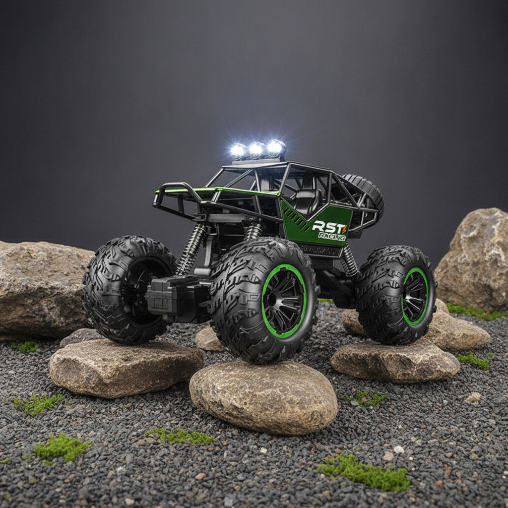Voiture télécommandée tout-terrain pour enfants - Camion RC métal 2WD avec LED