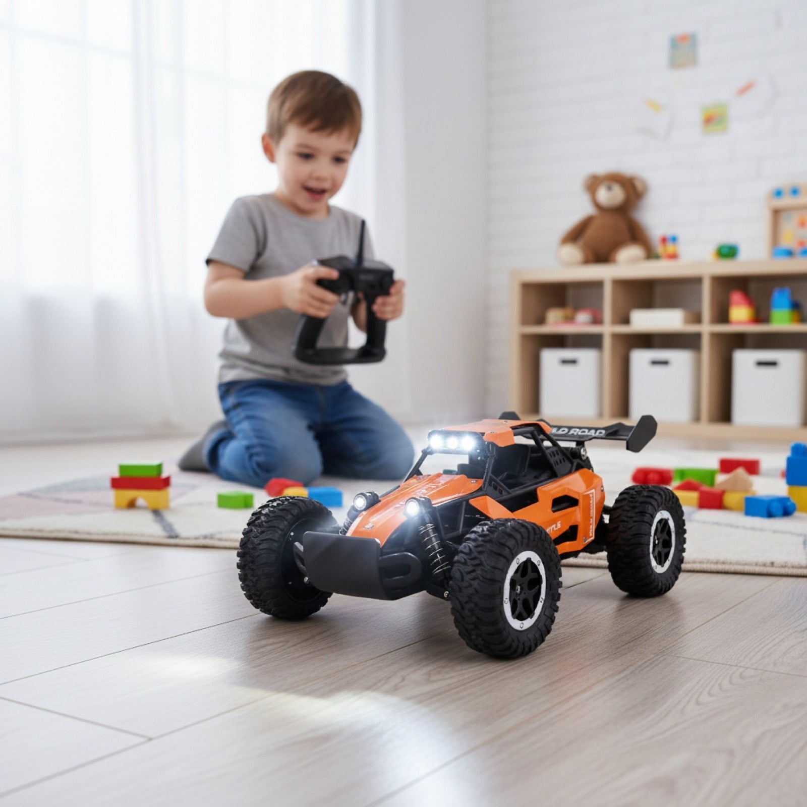Voiture RC 2.4G Tout-Terrain 1:16/1:20 avec Lumières LED - Véhicule Télécommandé 2WD pour Enfants