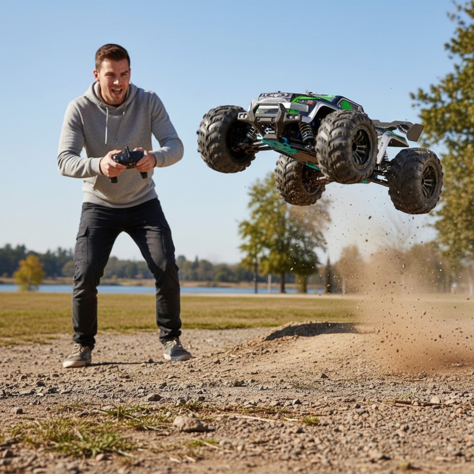 Voiture RC Haute Vitesse 4x4 Tout-Terrain avec LED - Modèle 16102