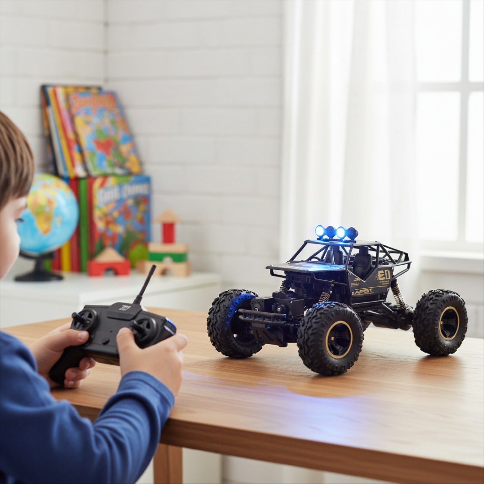 Voiture RC ZWN 1:16 4WD avec Lumières LED - Buggy Tout-Terrain Radiocommandé pour Enfants