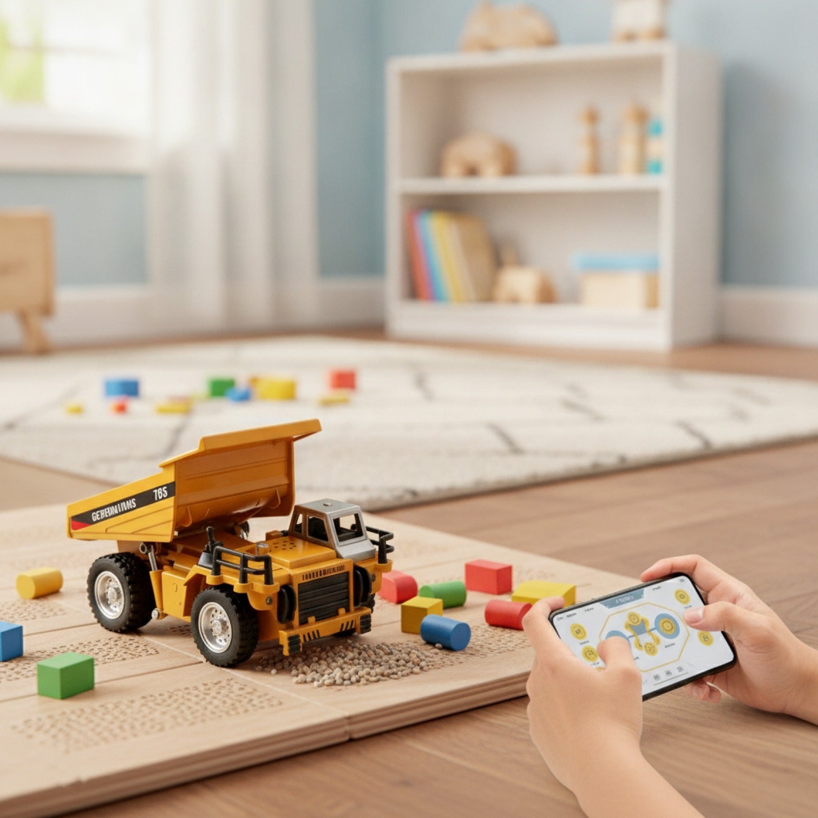Mini Voiture RC Dumper 1/64 en Alliage - Télécommande 2.4G & APP