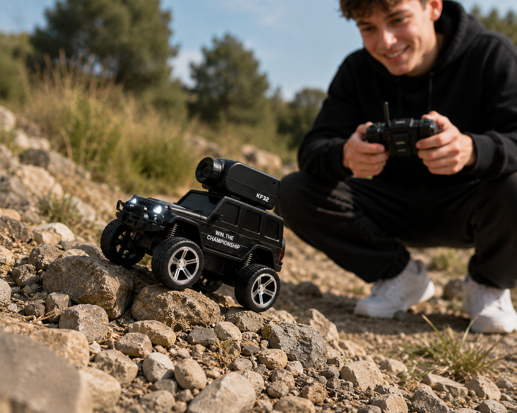 Mini Voiture RC Escalade en Alliage 1:64 avec Caméra HD et Lumière LED - Jouet Télécommandé pour Enfants
